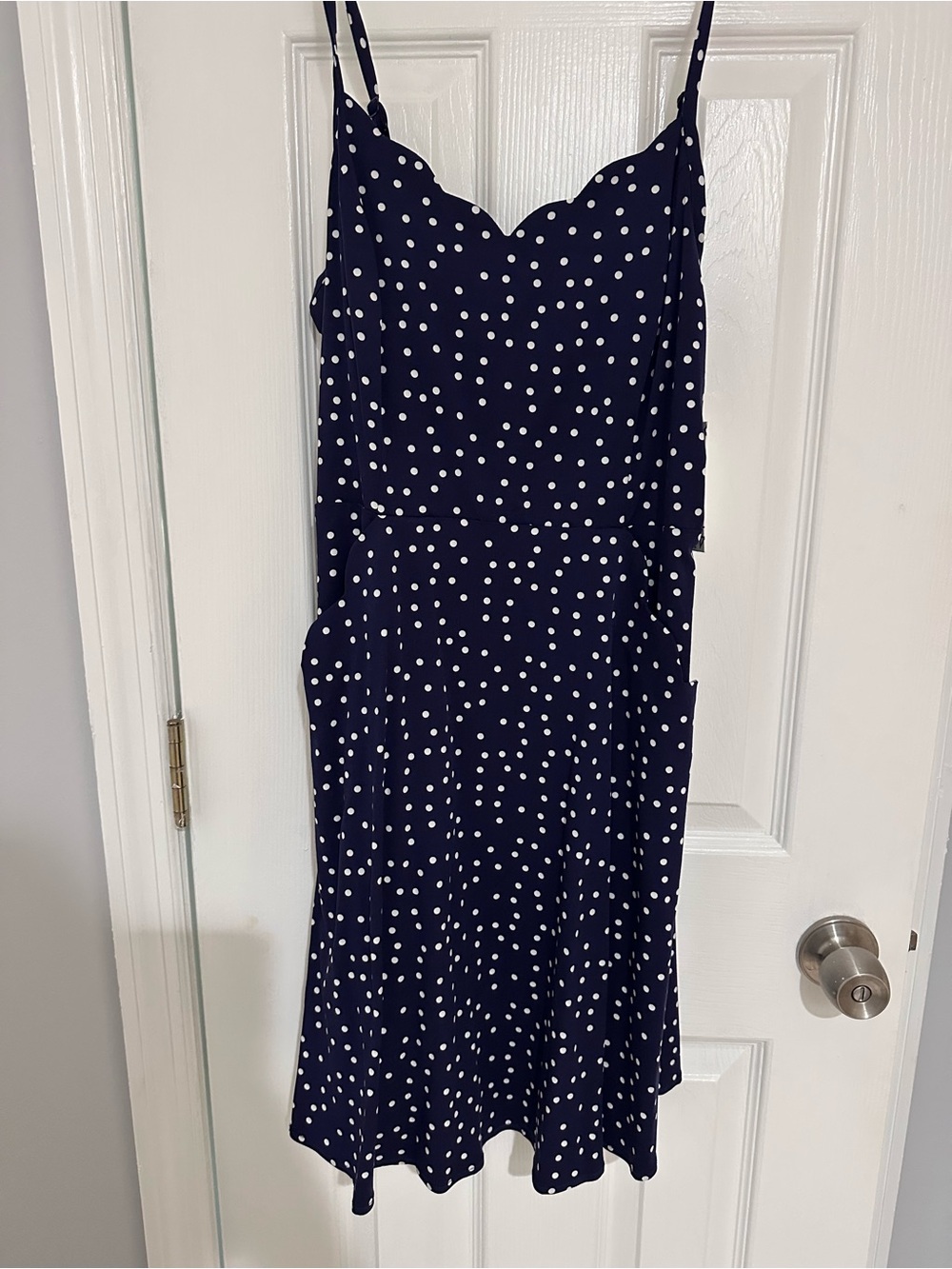 41 Hawthorn Navy and White Polka Dot Midi Dress